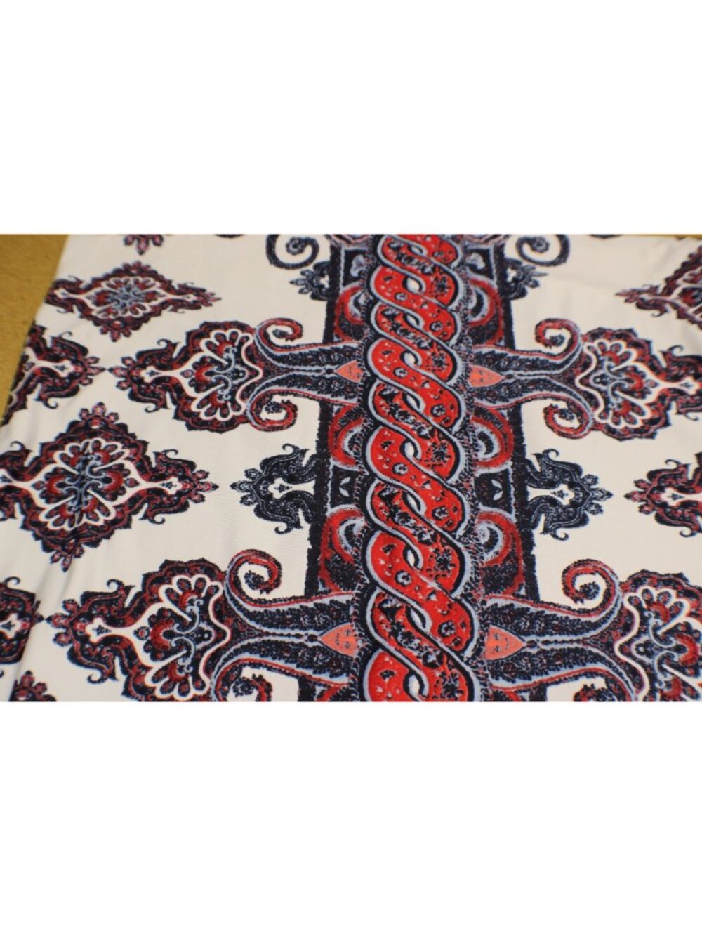 Melissa Paige Sz Large Red White Blue Paisley Sleeveless Dress Long Side Slits - Picture 11 of 12